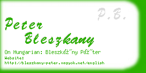 peter bleszkany business card